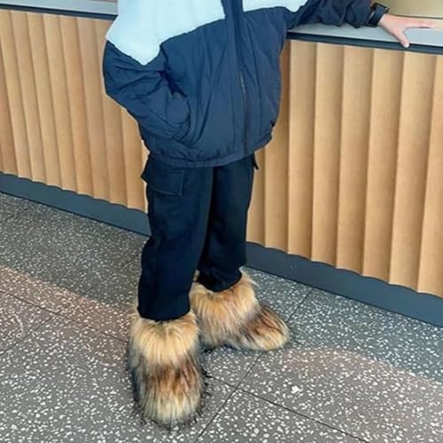 Kids Fur Boots Furry Boots for Girls Warm Faux Fur Snow Boots for Kids,Mid-Calf Flat4