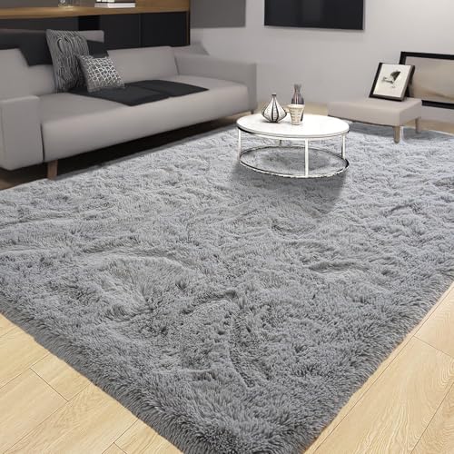 KAZAMI Living Room Large Fluffy Rug Area Rugs Soft Rugs Shaggy Rug Modern Floor Carpet for Bedroom Kids Rooms Decor (Grey, 80×160cm)