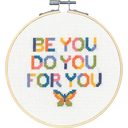 Image of Dimensions 72-76918 Be You Counted Cross Stitch Kit for Beginners, 6 inch D, 14 Cnt. White Aida, 5pcs
