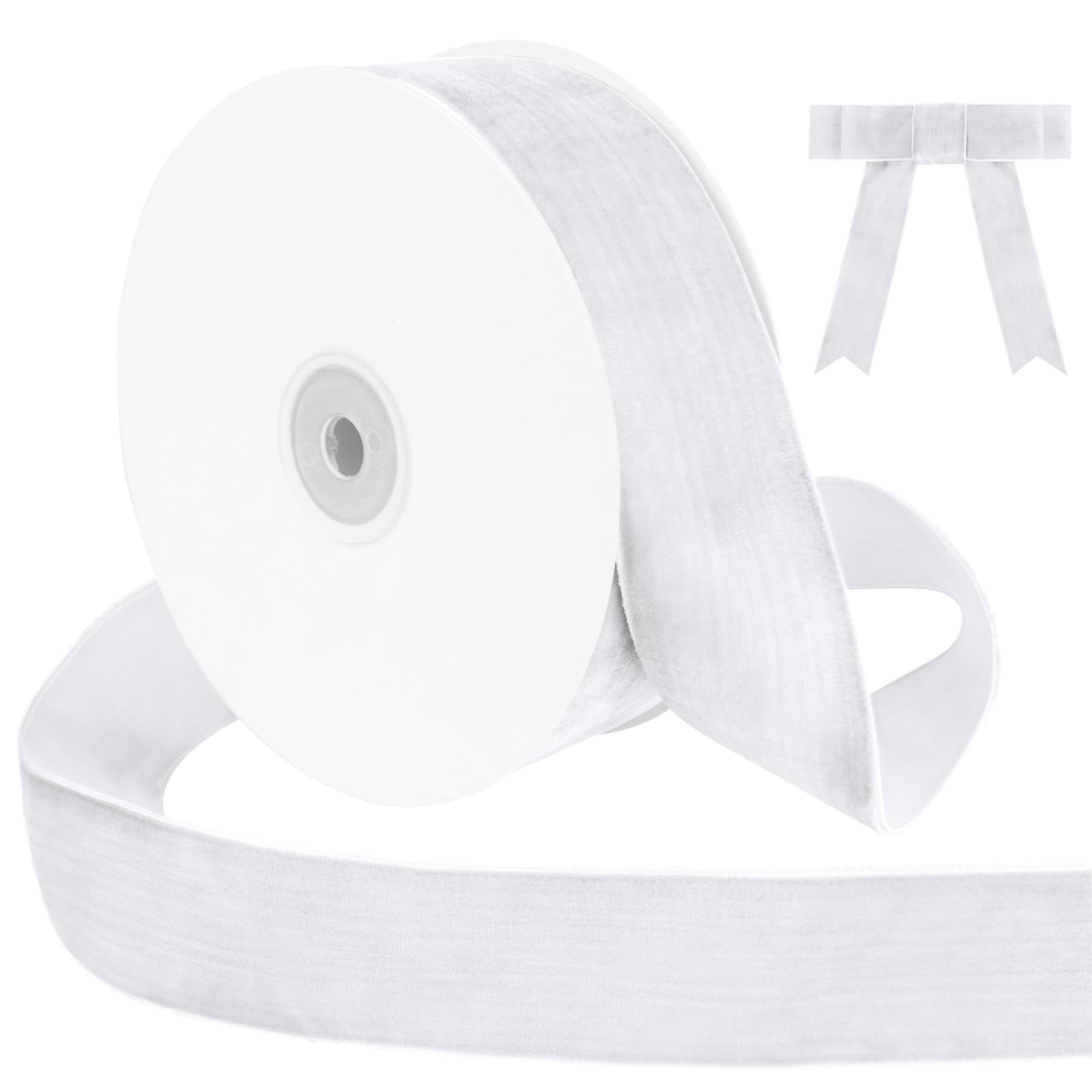 Uiopa White Velvet Ribbon, 38mm x 9m Single Face Wrapping Ribbon, Vintage Velvet Ribbons for Gift Wrapping, Wreaths, Wedding, Party, Home Decor, DIY Crafts