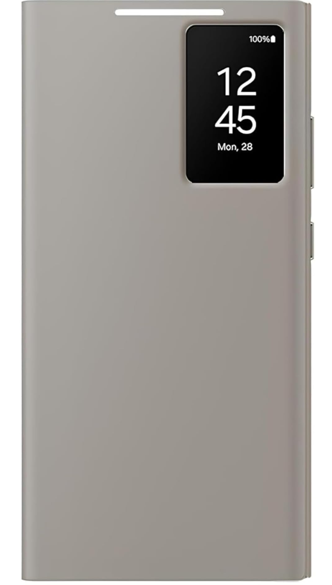 CRUPED Ultra-Hybrid Premium for Samsung Galaxy S24 Ultra Smart-View Wallet Case - Leather Cover with Smart Screen Display, Tap Control, Slim Design, and Built-in Card Holder Pocket (Titanium Grey)