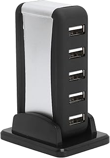 VBESTLIFE HUB USB 2.0 de 7 Puertos con Fuente de Alimentación para Computadoras de Escritorio, Portátiles, Ultrabooks y Tabletas, para Vista/XP/Me/ 2000/98 (Enchufe de la UE)