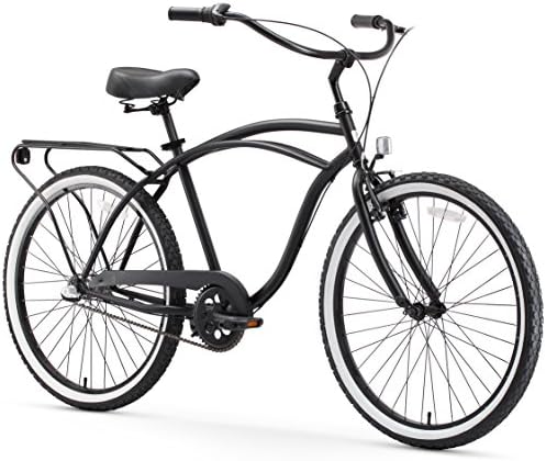 sixthreezero Around The Block Men’s Beach Cruiser Bike, Step-Through Hybrid Bicycle with Rear Rack, 24 or 26 Inch Wheels, Multiple Speed Options and Colors