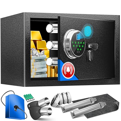KESSER® Elektr. Tresor mit Fingerabdruck & Schlüssel S | Inkl. Notfallakku | Elektronischer Safe | 3x Doppelbolzenverriegelung | Boden Wandtresor | Möbeltresor | Panzerschrank Zahlenschloss Schwarz KESSER® Elektr. Tresor mit Fingerabdruck & Schlüssel S | Inkl. Notfallakku | Elektronischer Safe | 3x Doppelbolzenverriegelung | Boden Wandtresor | Möbeltresor | Panzerschrank Zahlenschloss Schwarz