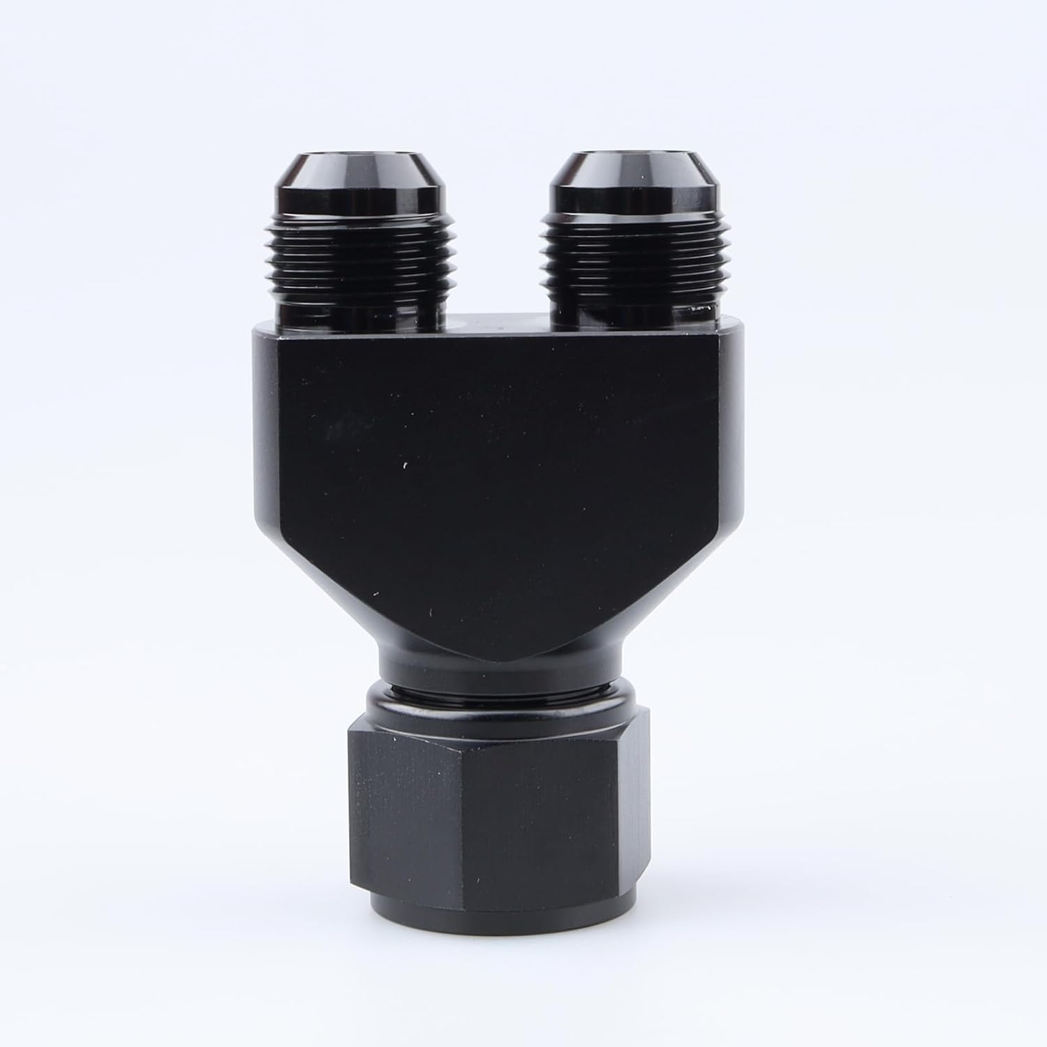 AC PERFORMANCE Female -10 AN In to Male -10 AN Out Y Block Splitter Fuel Fitting Aluminum Black