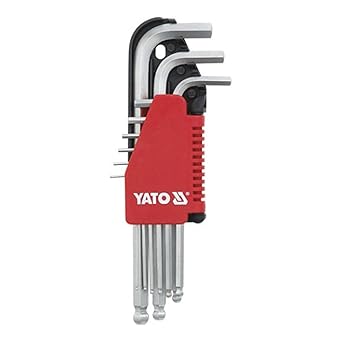 Yato YT-0507 Hex Key With Ball 9Pcs 2-10mm Cr-V|Hex Key Set|Hex Key Wrench Set|Tool Set|Professional HEX key|Industrial Tools|Power Tools|Torx Wrenches|S2 Steel|Plastic Handle|Tamper Proof|Long Hex