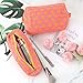 Gocvo 3 Pcs Makeup Bag Checkered Cosmetic Bag Large Capacity Traveling Toiletry Pounch Organizer Cute Makeup Brushes Aesthetic Accessories Storage Bag for Girls Women(Orange-Purple)