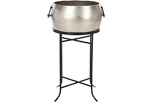 Safavieh PIT2007A Outdoor Azov Pewter and Black Beverage Tub Fire Pit