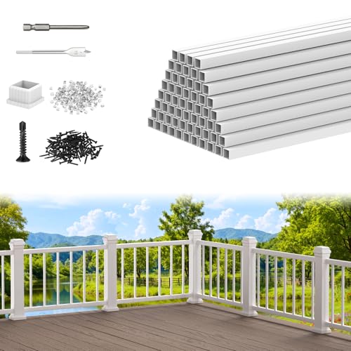 Balaustres de aluminio CKE de alta resistencia, husillos cuadrados blancos de 26"
