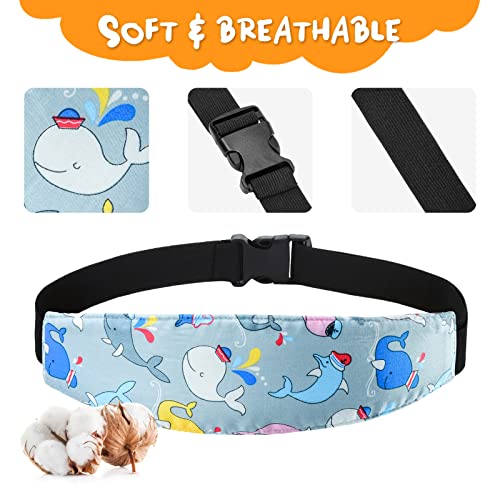 Image of Baby Carseat Head Support,Car seat Straps Pillow Support Ban,Stroller Neck Relief Strap Headrest,Slumber Sling Sleep Positioner for Toddler Infants Child Children Kids(Gray Whale）