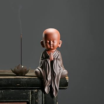 Kingzhuo Ceramic Tiny Cute Baby Buddha Statue Monk Figurine Cute Buddha Babies Baby Buddha Monk Home Decoration Zen Decor 8'' Inches in Height