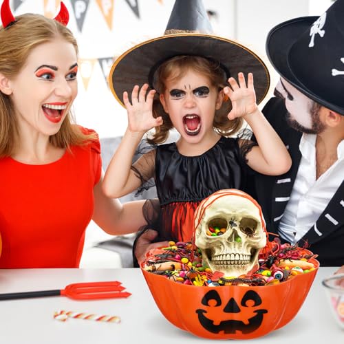 Didiseaon Halloween Candy Bowl: Large Pumpkin Bowl Plastic Candy Dish Pumpkin Lamp Shape Salad Serving Dishes Orange Decoration Plate for Parties and Festive Celebrations - Cosy Home Interiors Didiseaon Halloween Candy Bowl: Large Pumpkin Bowl Plastic Candy Dish Pumpkin Lamp Shape Salad Serving Dishes Orange Decoration Plate for Parties and Festive Celebrations - Image 8