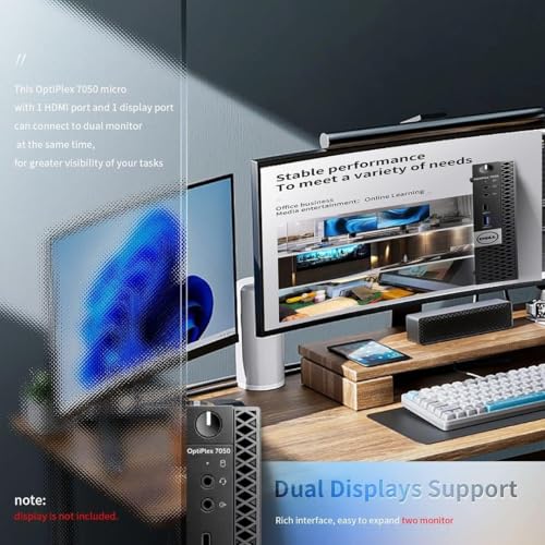 Dell Optiplex 7050 Micro Desktop PC, Intel Quad Core i7-7700T 2.90Ghz, 16GB DDR4, 256GB NVMe M.2 SSD, AX900 Wi-Fi, Bluetooth, Windows 11 Pro, Wireless Keyboard, Mouse (Renewed) - Image 3