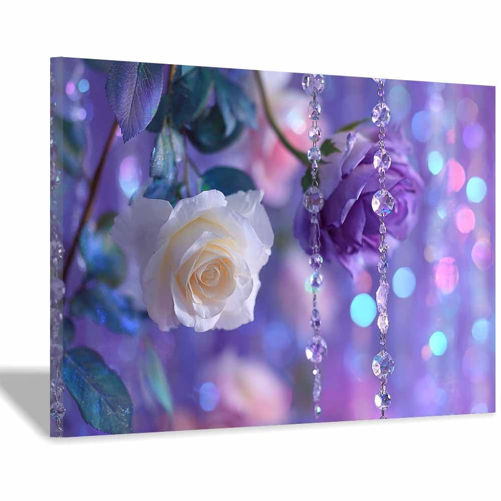 Hoqiu Multicolor Plant Poster Crystal White Flower Modern Canvas Wall Art, Decorative Paintings, Canvas Painting Wall Art For Home Decor.(Multicolor)-70X100cm Framed