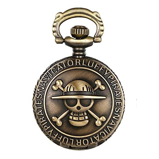 JewelryWe Reloj de Bolsillo, Reloj Bolsillo para Hombre de de Bronce en Diseño de Calavera y con Cadena de 80cm, Regalo para Padre