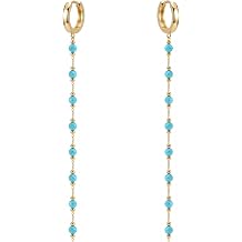 Gold Hoop Earrings for Women Dangle Beaded Long Chain Duster Earrings