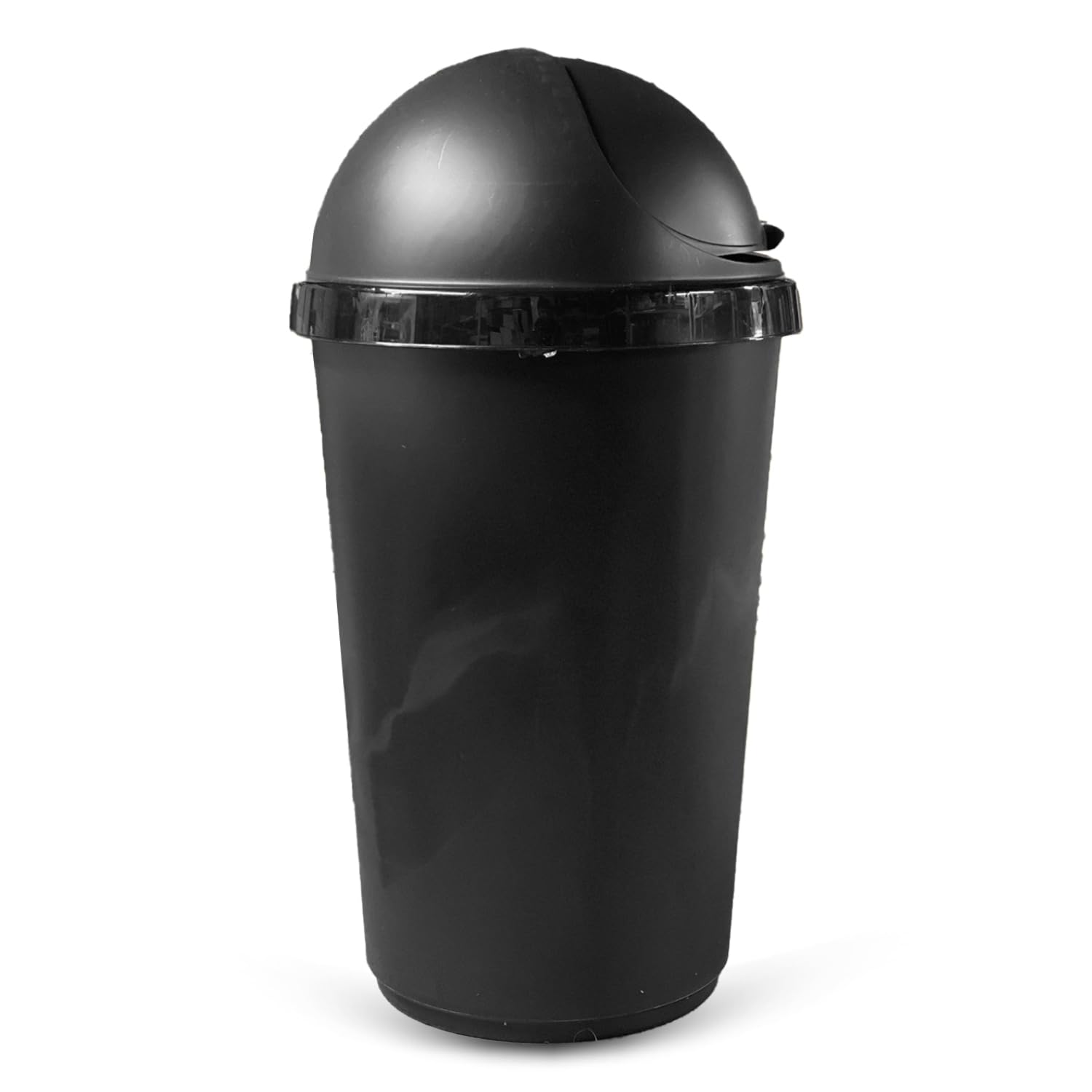 VR7 50L BLACK Kitchen Bullet Bin, Rubbish Bin with Large Opening Flap, Plastic Bin, Ideal Dustbin for Home, Bedroom, and Office Use, Plastic Kitchen Bin, Waste paper Bin, Indoor Trash Basket