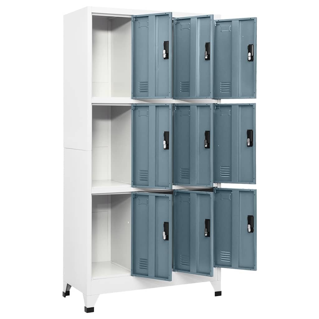 Armadietto in acciaio con 9 ante, 90 x 45 x 180 cm, grigio