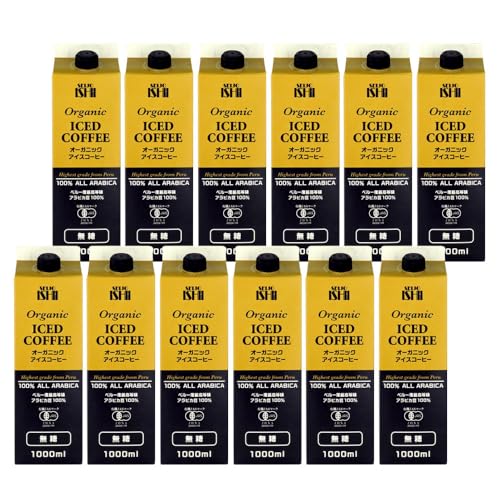 成城石井ペルー産最高等級アラビカ豆 オーガニックアイスコーヒー無糖 1000ml×12本 1.7-3-3 AL
