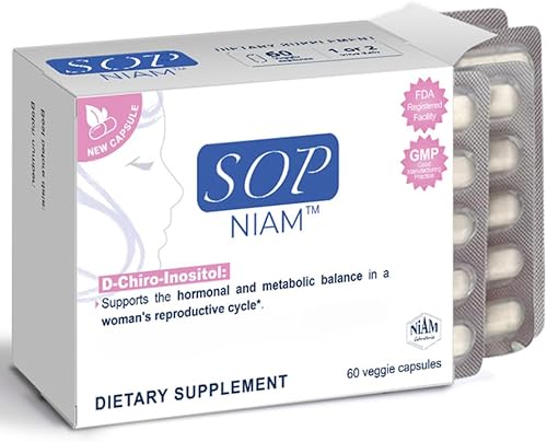 Suministro para 60 días | Suplemento D-Chiro Inositol para SOP - 500 mg | Ácido fólico, vitamina B6, B12, D3 y biotina | Síndrome de ovario