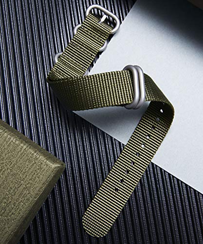 Image of BINLUN Premium Ballistic Nylon Watch Strap, Heavy Duty 5-Ring Replacement Watch Band with Stainless Steel Buckle, Durable & Comfortable Sport Band for Men Women, Fits 18-24mm