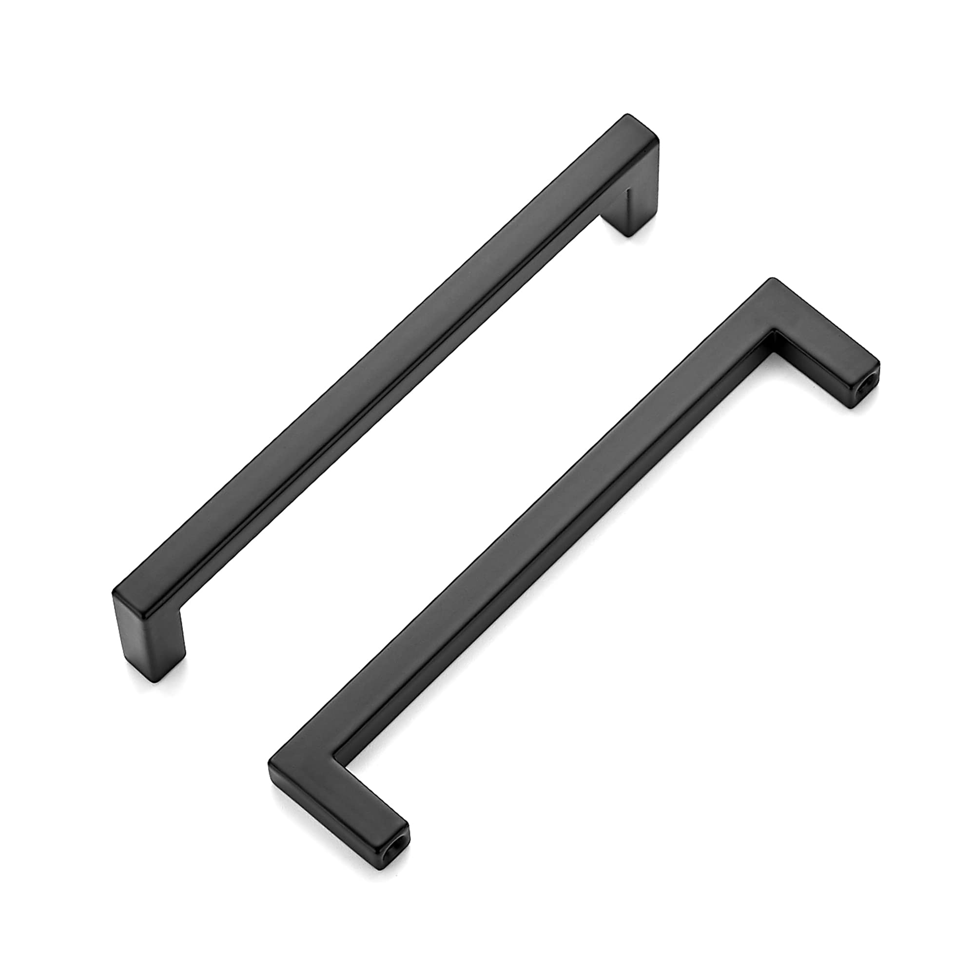 Ravinte 5 Pack 5 Inch Hole Center Solid Slim Square Pulls Matte Black Kitchen Cabinet Handles Square Bar Drawer Handles Flat Black Drawer Pulls for Cupboard Dresser and Cabinets