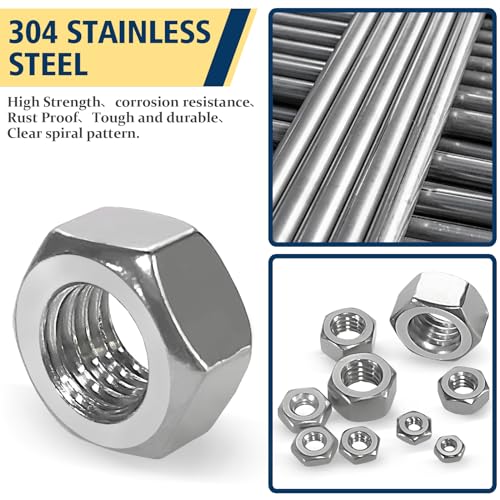 150pcs sae hex nuts assortment kit440 632 832 1024 1032 1224 14-20 516-18 38-16 12-13 hardware nuts sets304 stainless steel