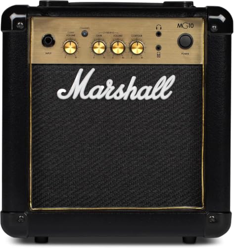 Marshall MG10G Amplificateur combo guitare, ampli d'entraînement adapté à la guitare électrique - noir et dore
