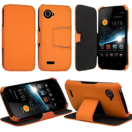 KARYLAX Seluxion - Coque Housse Etui avec Rabat Latéral Fonction Support pour Wiko Cink Slim/Slim 2 Couleur Orange