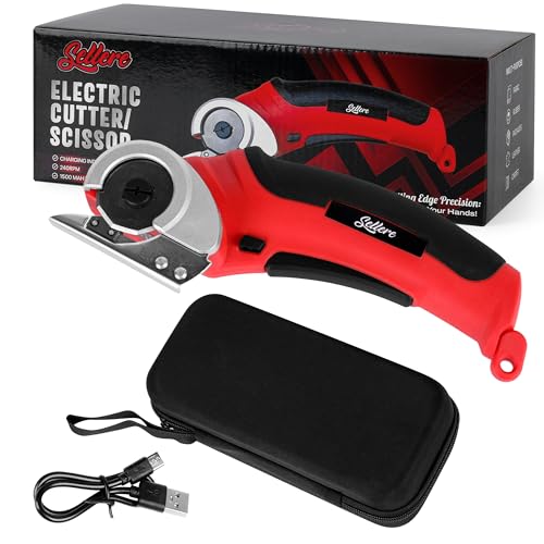 Sellere Electric Cutter for Cardboard & Carpet - Cordless Electric Scissors for Fabric - Carrying...