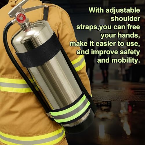 Image of Shyyween 1 Pcs Adjustable Fire Extinguisher Carrying Strap with Reflective Firefighter Gear Water Can Extinguisher Strap High-strength Nylon Webbing with Metal Buckle for Fire Safety (Green)