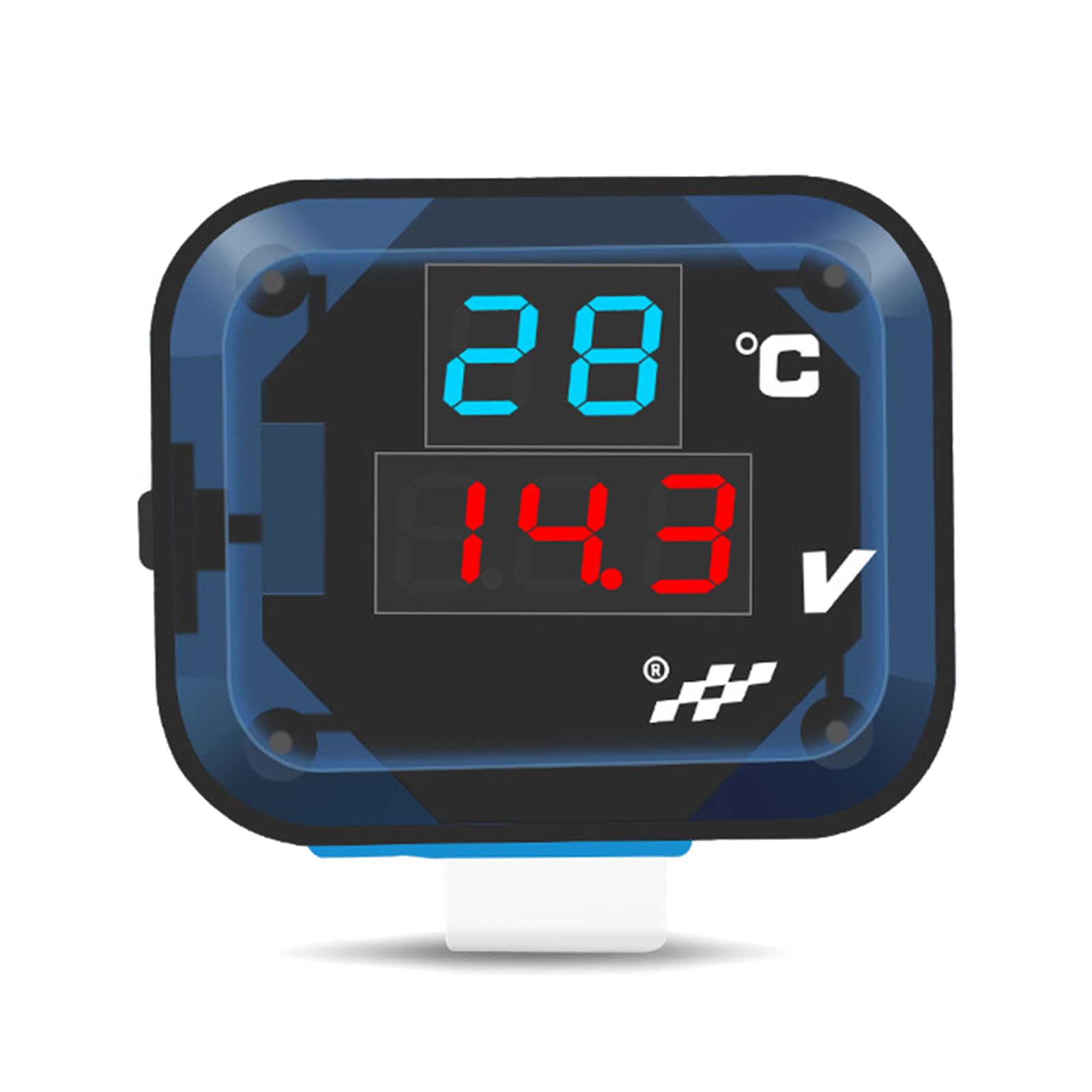 Voltmetro per moto con porta di ricarica USB, 12 V-24 V, misuratore di temperatura digitale per manubrio