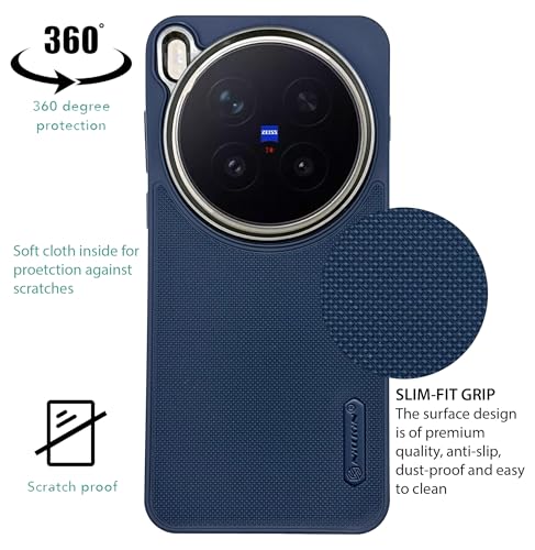 Image of NIUKIN Super Frosted Shield Pro Soft Back Case for Vivo X300 Pro | Camera Ring | Shockproof Scratchproof Cover (Titanium Blue)