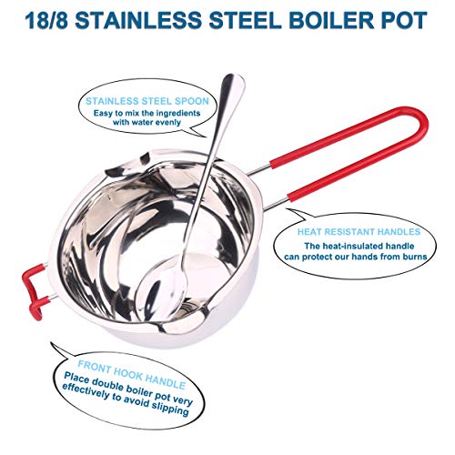 image for 680ML 304 Double Boiler Pot with Heat Resistant Handle,BOBIPRO Stainle