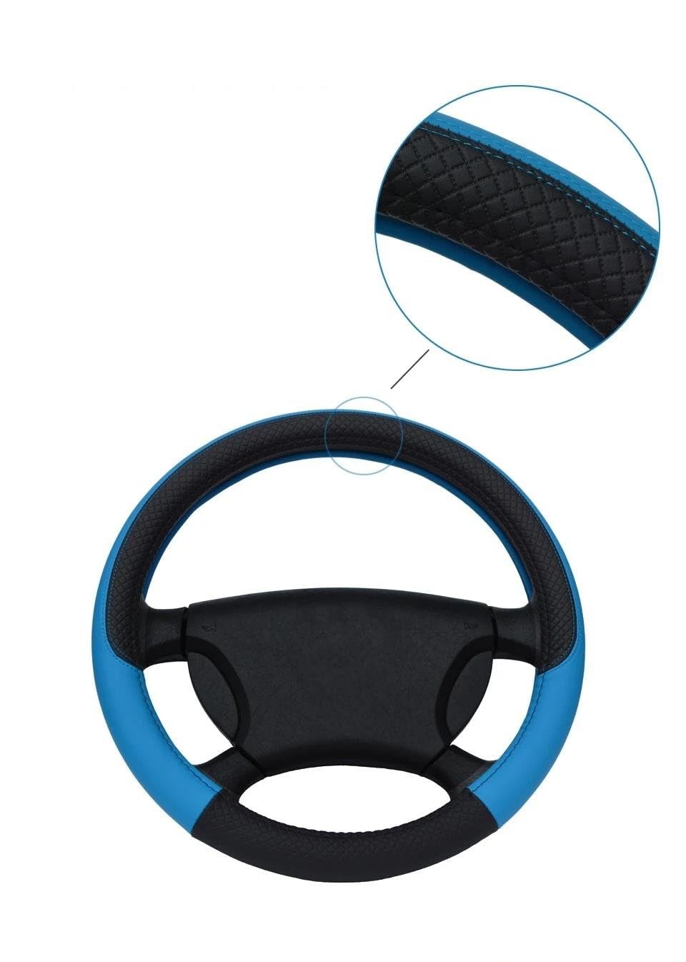 Funda Volante Coche Universal Accesorios para Automóviles, Cubiertas Deportivas para Volante Coche Antideslizantes Cuero PU Aptos para Volante 37~38cm Estilo Coche Fundas para Volante (Color : Azul
