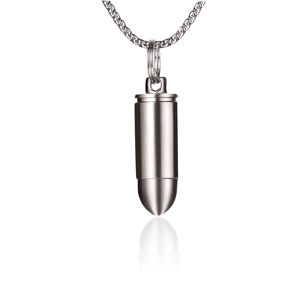 FOSIRTitanium Bullet Cylinder Pendant Necklace for Mens Womens,Lightweight and Non-allergenic,Min Size