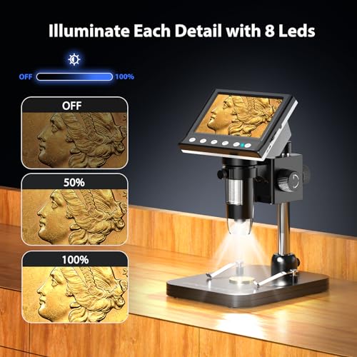 Hayve-43-IPS-Coin-Microscope-1000X-Magnification-Digital-Microscope-for-AdultsCoin-Collection-Supplies-with-8-Adjustable-LEDsWindows-Compatible32GB-TF-Card