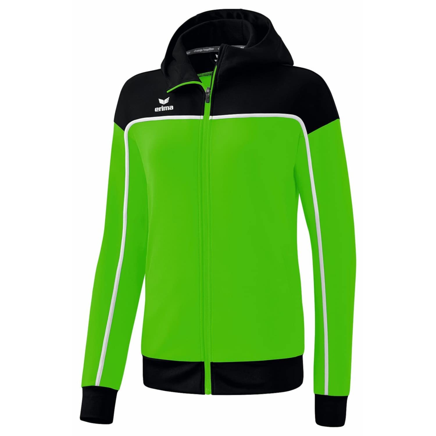 Erima Women's Change Training Jacket with Hood, Green/Black/White, 38