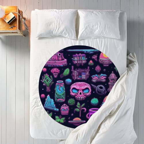 Jeté de canapé gribouillis ronds 150 cm pour décoration salon