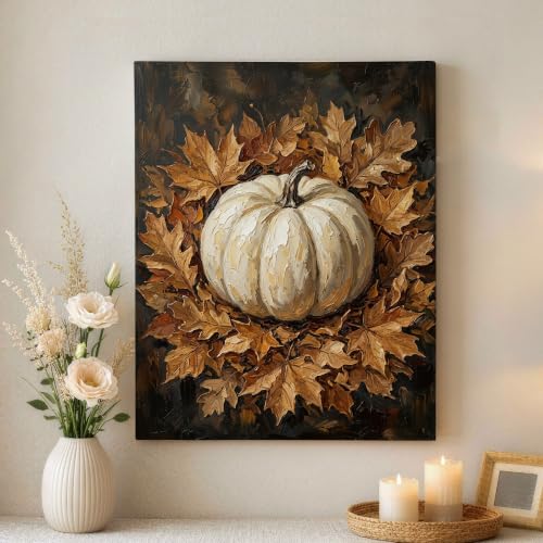 Lienzo de hojas de otoño rústico para decorar las paredes de un dormitorio acogedor