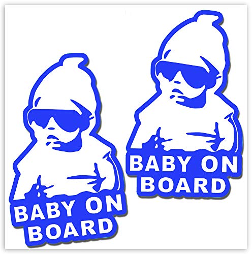 Image of 2 x Vinyl Self-Adhesive Stickers Hangover Baby on Board Decal Funny Blue Car Window Auto B 168