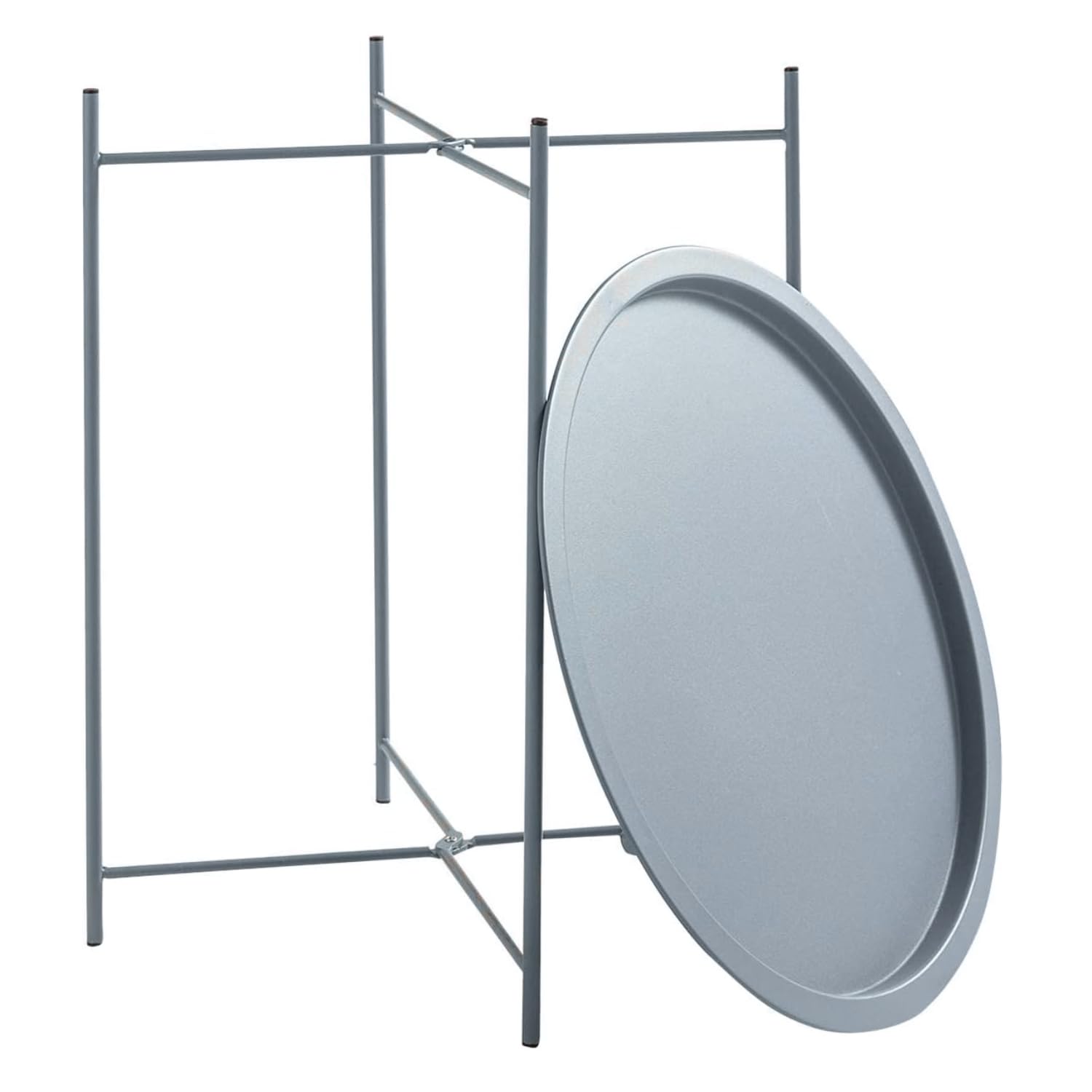 Trendi® Round/Metal Folding/Side Table Tray Top Light/Portable/Coffee/Night Stand (Grey) — image 1