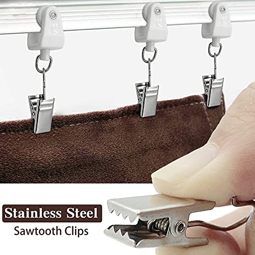Curtain Track Roller Hooks Accessories Plastic Wheeled Roller Runner Windows Sliding Bendable Curtain Track 24 Pcs Curtain Track Stainless Steel Pinch Clips and Curtain Track Glider Hanging Drapery