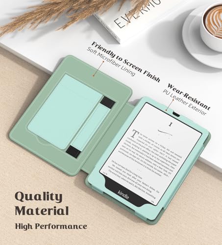 Image of MoKo Case for 7 inch /6.8 inch Kindle Paperwhite(12th /11th Generation-2024 /2021) and Kindle Paperwhite Signature Edition, Slim PU Shell Cover Case with Auto-Wake /Sleep for Kindle Paperwhite 2024, Agave Green