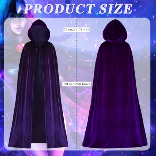 Image of Purple Cape with Red Gem Waist Belt, Purple Cloak with Hood Anime Cosplay Halloween Costume Accessories for Women
