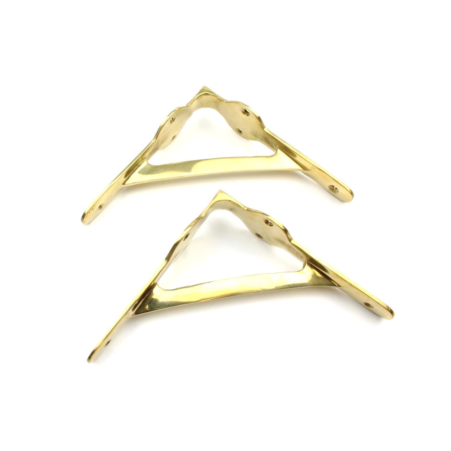 Oakcrafts Pair Of Solid Brass Gallows Style Shelf Brackets 150Mm X 150Mm