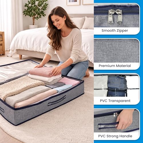Image of Storite 53 L Foldable Underbed Storage Bag - Blankets Clothes
