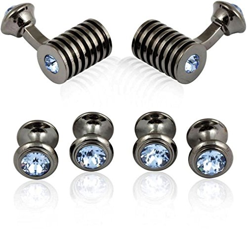 Set de Mancuernillas y Botones Cuff-Daddy con Cristal Azul miniatura 1