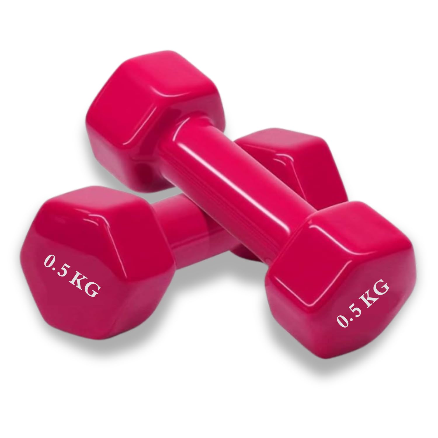 Vinyl Coated Dumbbells (Set of 2) - 0.5kg, Anti-Roll Dumbbell Set for Safe Home Fitness Training By Kemket