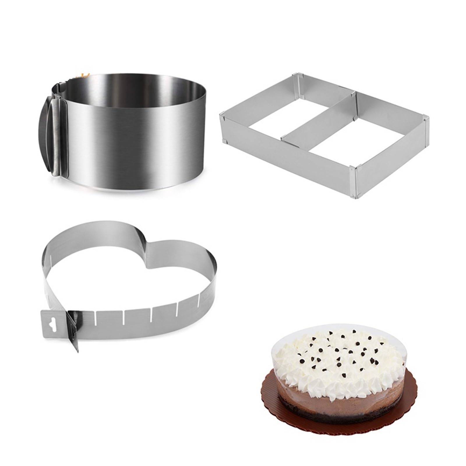 Anillas para Reposteria Molde de Anillo Mousse Acero Inoxidable Ajustable for Hornear Pasteles(Rectangle Cake Mold)